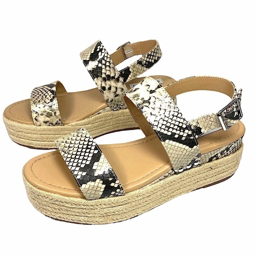 Steve Madden Fifer Python Snake Print Espadrille Wedge Sandals Platform women 6